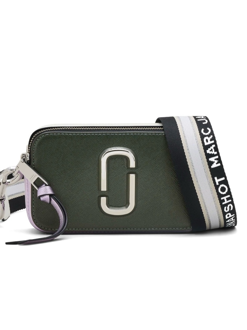 Marc Jacobs Snapshot Camera Bag with Silver Hardware and Black-White Strap- NEW!
